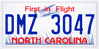 NC license plate DMZ3047