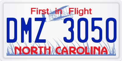 NC license plate DMZ3050