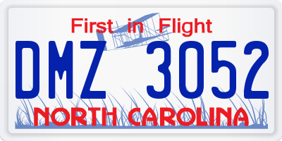 NC license plate DMZ3052