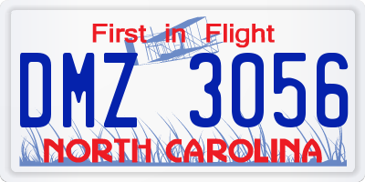 NC license plate DMZ3056