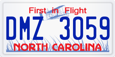NC license plate DMZ3059