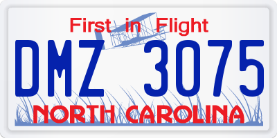NC license plate DMZ3075