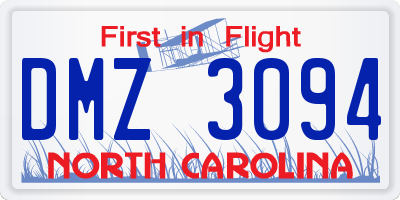 NC license plate DMZ3094