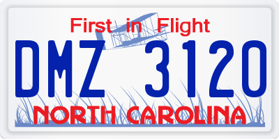 NC license plate DMZ3120
