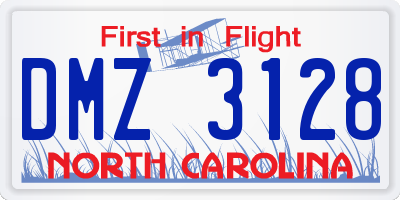 NC license plate DMZ3128