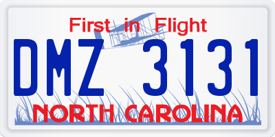 NC license plate DMZ3131