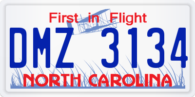 NC license plate DMZ3134