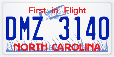 NC license plate DMZ3140