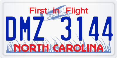 NC license plate DMZ3144