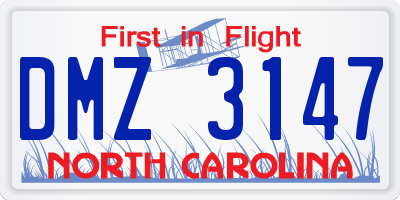 NC license plate DMZ3147