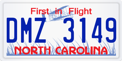 NC license plate DMZ3149