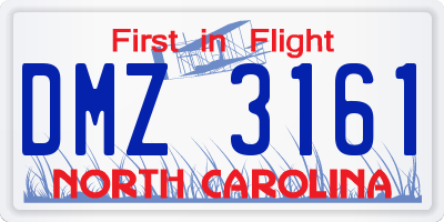 NC license plate DMZ3161