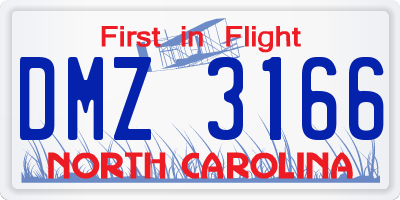 NC license plate DMZ3166