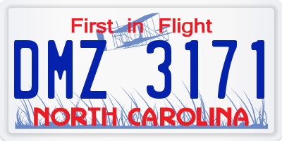 NC license plate DMZ3171