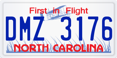 NC license plate DMZ3176