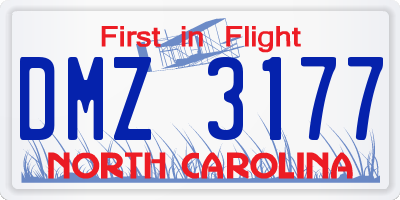 NC license plate DMZ3177