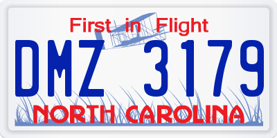 NC license plate DMZ3179