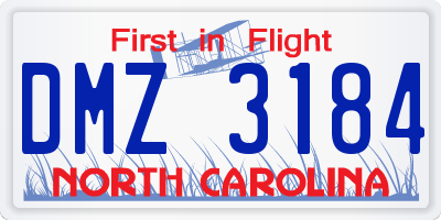 NC license plate DMZ3184