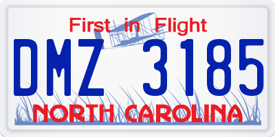NC license plate DMZ3185