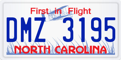 NC license plate DMZ3195