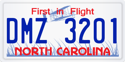 NC license plate DMZ3201