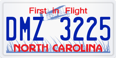 NC license plate DMZ3225