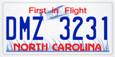 NC license plate DMZ3231