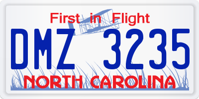 NC license plate DMZ3235