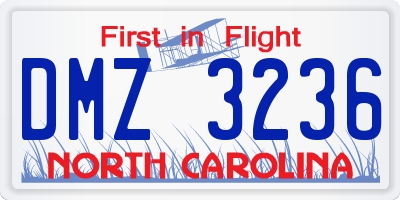 NC license plate DMZ3236