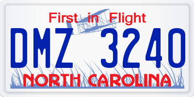 NC license plate DMZ3240