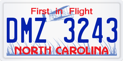 NC license plate DMZ3243