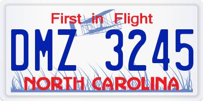 NC license plate DMZ3245