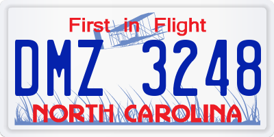 NC license plate DMZ3248