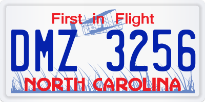 NC license plate DMZ3256
