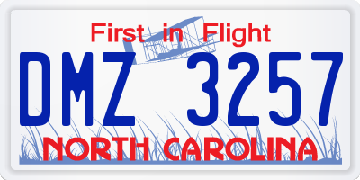NC license plate DMZ3257