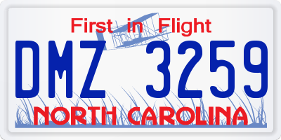 NC license plate DMZ3259