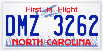 NC license plate DMZ3262