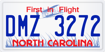 NC license plate DMZ3272