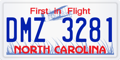 NC license plate DMZ3281