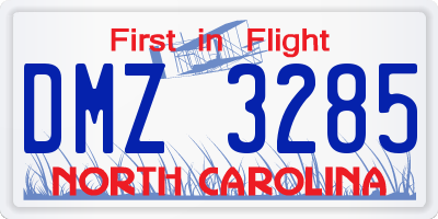 NC license plate DMZ3285