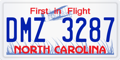 NC license plate DMZ3287
