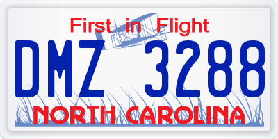 NC license plate DMZ3288