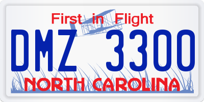 NC license plate DMZ3300