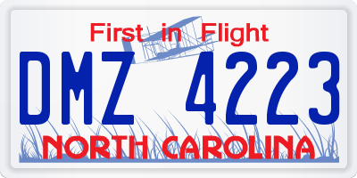 NC license plate DMZ4223