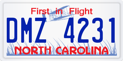 NC license plate DMZ4231
