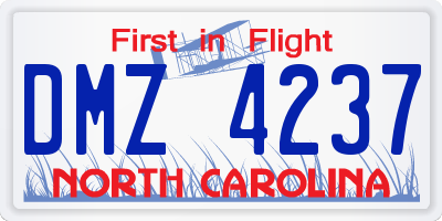 NC license plate DMZ4237