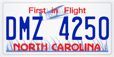 NC license plate DMZ4250