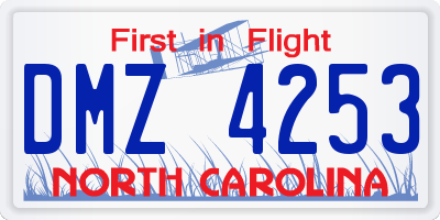 NC license plate DMZ4253