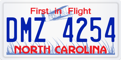NC license plate DMZ4254