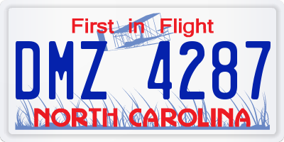 NC license plate DMZ4287
